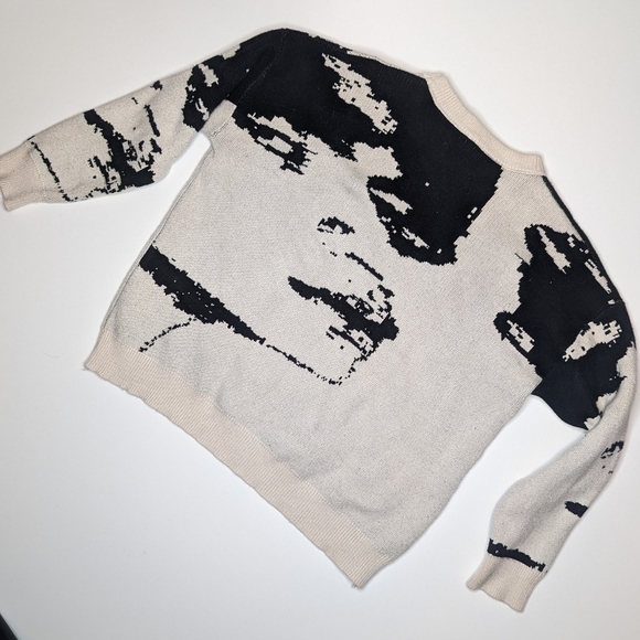 IH NOM UH NIT ihnomuhnit knit face sweater oversized black cream size L - Picture 2 of 5